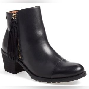 PIKOLINOS Andorra Black Leather Tassel Ankle Bootie